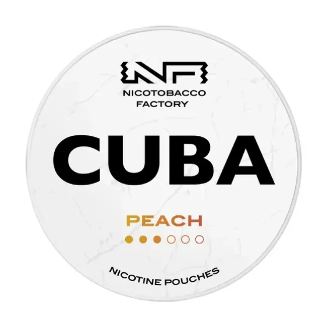Hình ảnh sản phẩm CUBA White Peach - thương hiệu CUBA - nicotine pouch chính hãng SnusSaigon - giao hàng nhanh TP.HCM