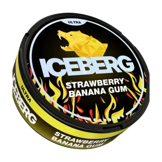 Hình ảnh sản phẩm ICEBERG Strawberry Banana Gum Ultra 70mg - thương hiệu ICEBERG - nicotine pouch chính hãng SnusSaigon - giao hàng nhanh TP.HCM